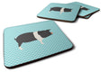 Hampshire Pig Blue Check Foam Coasters Set of 4 Cup Coasters for Indoor Outdoor, Tabletop Protection, Anti Slip, Mouse pad Material