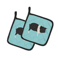 Hampshire Pig Blue Check Pot Holder Set of 2 Heat Resistant Quilted Hot Pads 7.5 x 7.5 Inch, Insulated Kitchen Trivets for Cooking & Baking