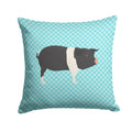 Hampshire Pig Blue Check Decorative Throw Pillow 14x14 Indoor Outdoor Accent Cushion, Fabric Cover with Insert for Sofa, Bed, Porch & Living Room