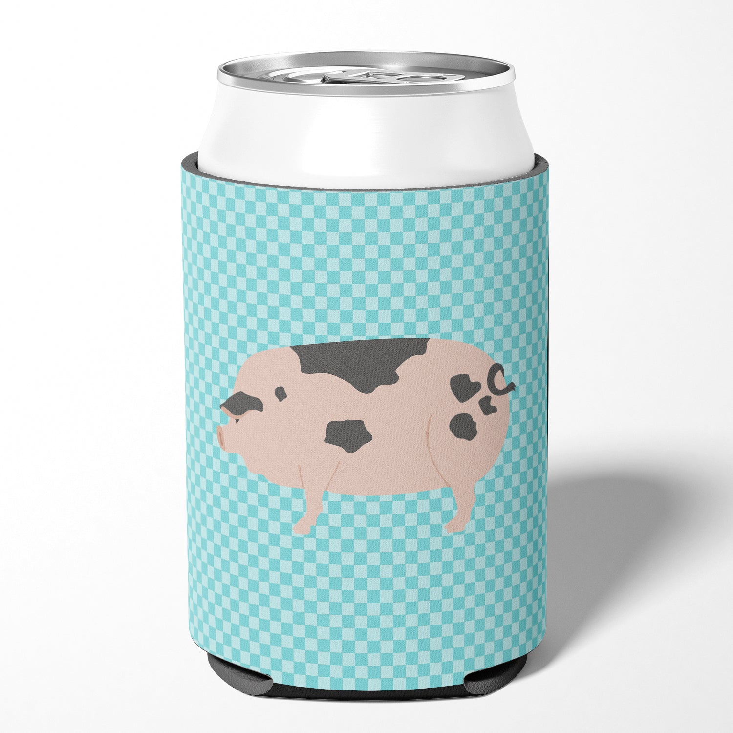 Gloucester Old Spot Pig Blue Check Can or Bottle Hugger Cooler Sleeve for Standard 12 oz Cans, Insulated Foam Beer & Soda Can Hugger Reusable