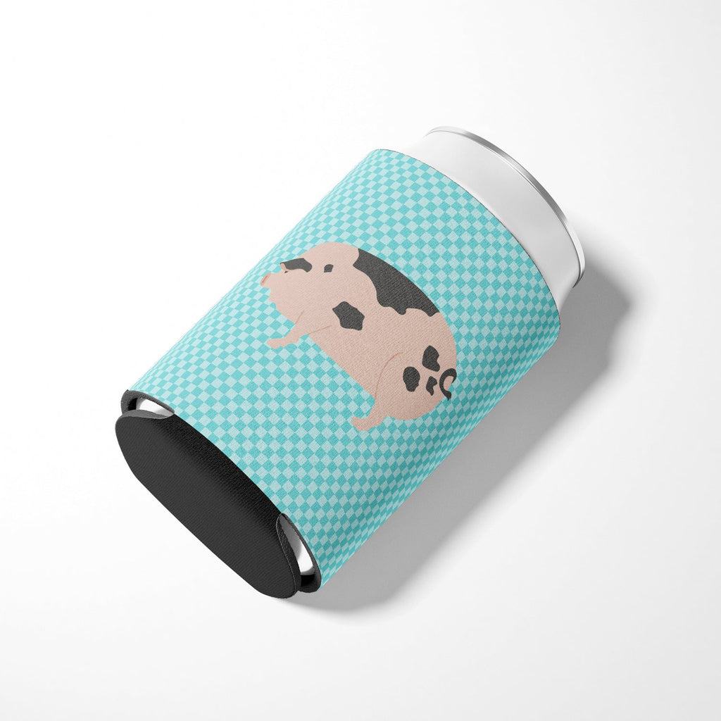 Gloucester Old Spot Pig Blue Check Can or Bottle Hugger Cooler Sleeve for Standard 12 oz Cans, Insulated Foam Beer & Soda Can Hugger Reusable