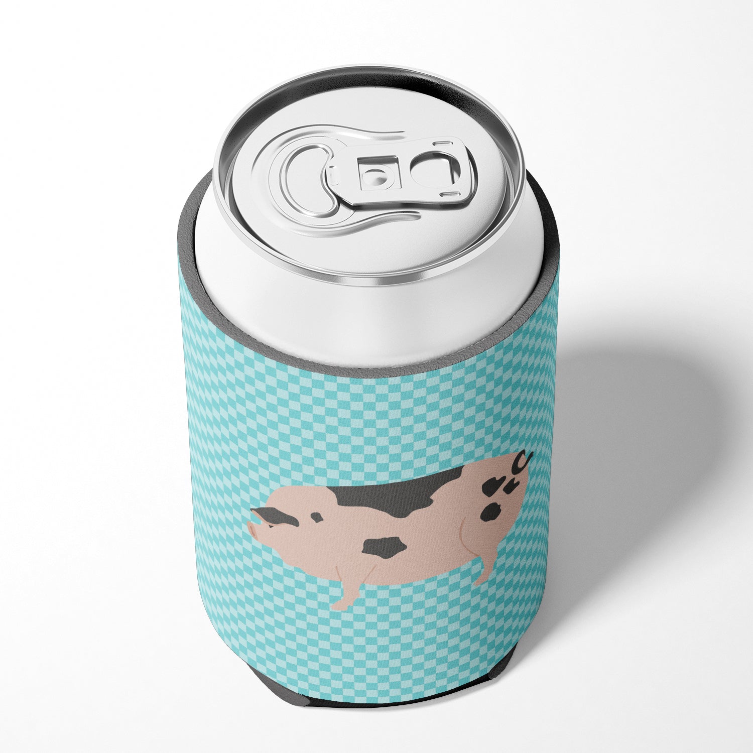 Gloucester Old Spot Pig Blue Check Can or Bottle Hugger Cooler Sleeve for Standard 12 oz Cans, Insulated Foam Beer & Soda Can Hugger Reusable