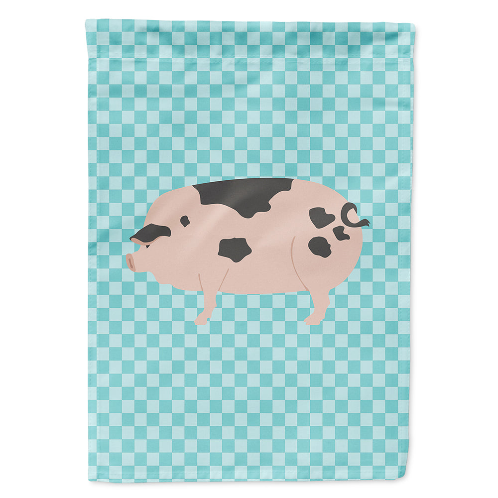 Gloucester Old Spot Pig Blue Check House Flag 28x40 Porch Sleeve Pole Decorative Outside Yard Banner Artwork Wall Hanging, Polyester
