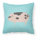 Gloucester Old Spot Pig Blue Check Decorative Throw Pillow 18x18 Indoor Outdoor Accent Cushion, Fabric Cover with Insert for Sofa, Bed, Porch & Living Room