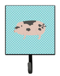 Gloucester Old Spot Pig Blue Check Leash or Key Holder Wall Hooks, Key Hooks Holder, Coat Rack Wall Mount, Coat Hooks, Hooks for Hanging Keys, Towels, Aprons, Leashes