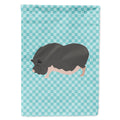 Vietnamese Pot-Bellied Pig Blue Check House Flag 28x40 Porch Sleeve Pole Decorative Outside Yard Banner Artwork Wall Hanging, Polyester