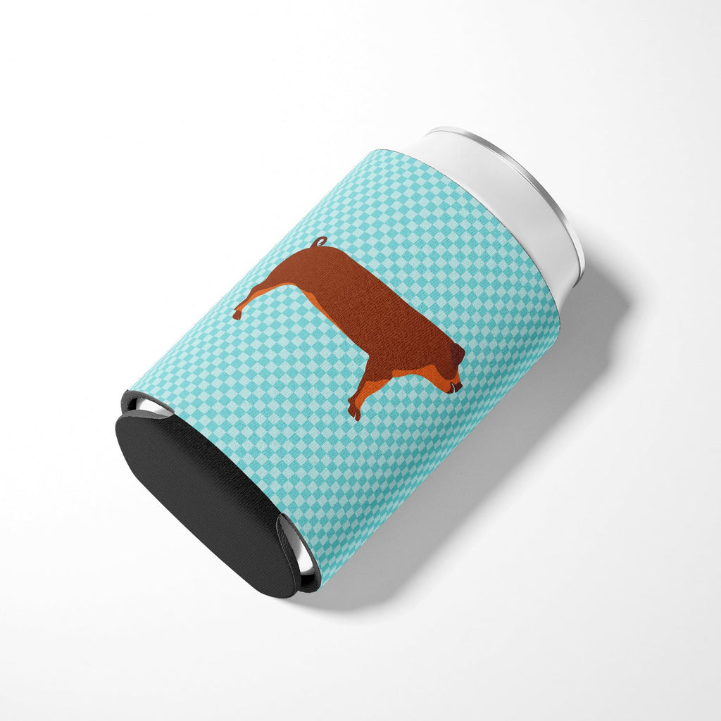 Duroc Pig Blue Check Can or Bottle Hugger Cooler Sleeve for Standard 12 oz Cans, Insulated Foam Beer & Soda Can Hugger Reusable