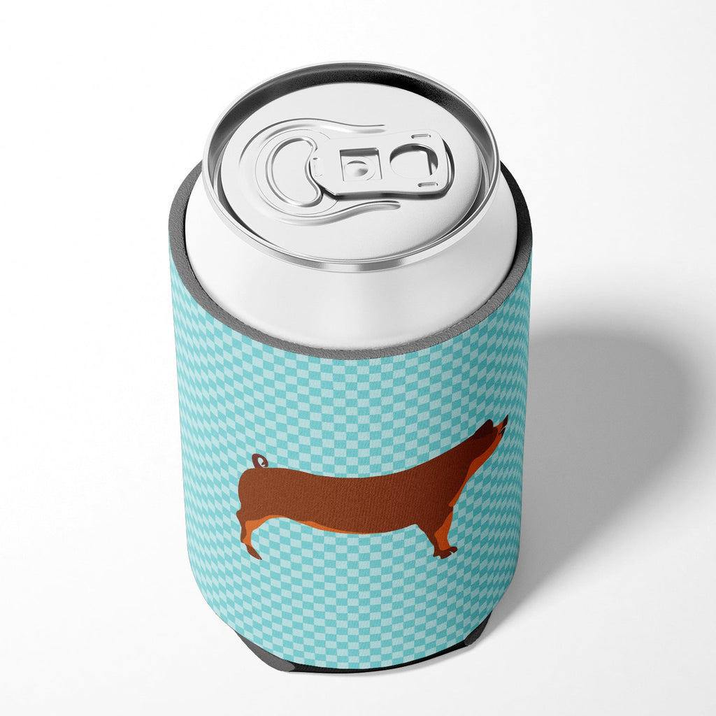 Duroc Pig Blue Check Can or Bottle Hugger Cooler Sleeve for Standard 12 oz Cans, Insulated Foam Beer & Soda Can Hugger Reusable