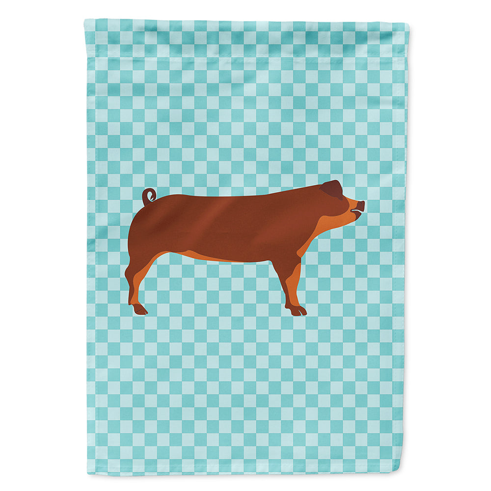Duroc Pig Blue Check House Flag 28x40 Porch Sleeve Pole Decorative Outside Yard Banner Artwork Wall Hanging, Polyester