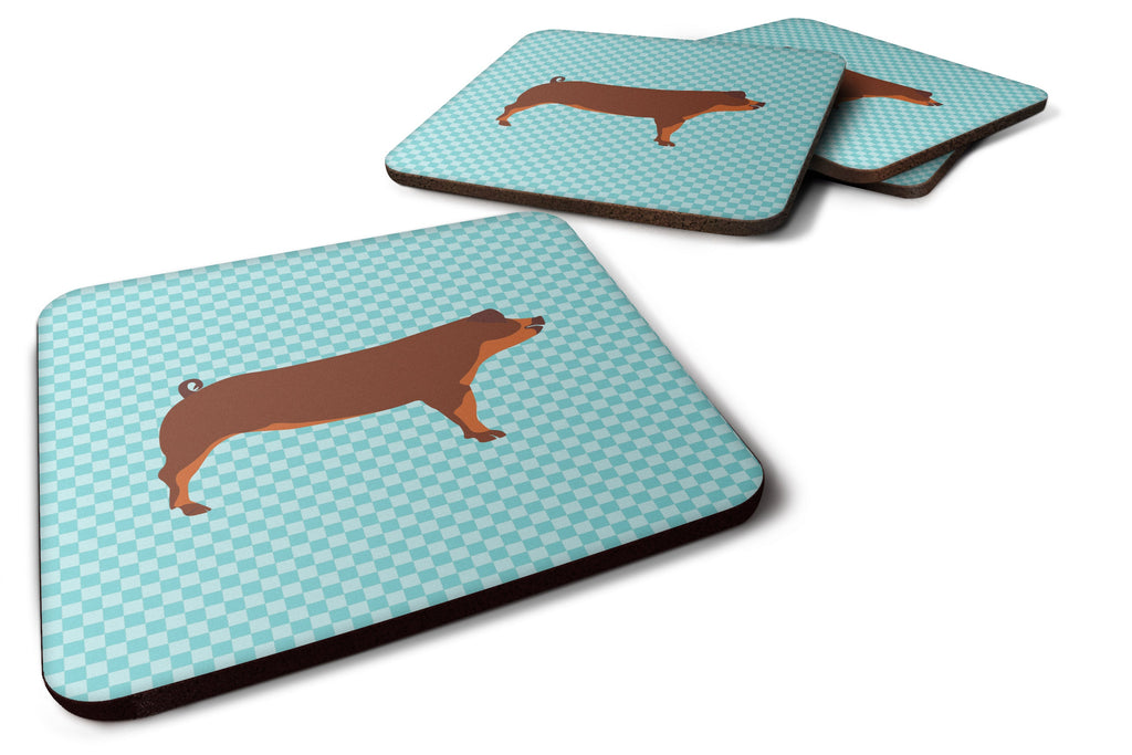 Duroc Pig Blue Check Foam Coasters Set of 4 Cup Coasters for Indoor Outdoor, Tabletop Protection, Anti Slip, Mouse pad Material