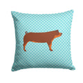 Duroc Pig Blue Check Decorative Throw Pillow 14x14 Indoor Outdoor Accent Cushion, Fabric Cover with Insert for Sofa, Bed, Porch & Living Room
