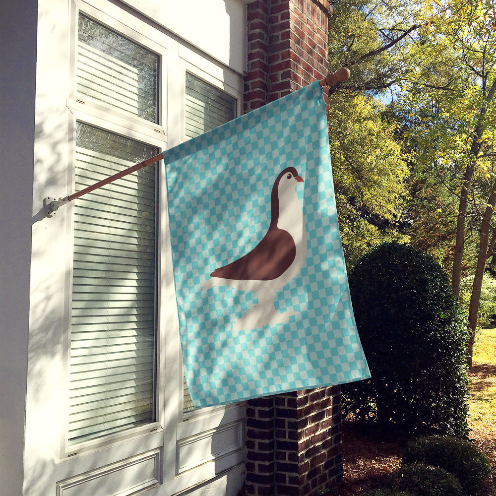 Large Pigeon Blue Check House Flag 28x40 Porch Sleeve Pole Decorative Outside Yard Banner Artwork Wall Hanging, Polyester