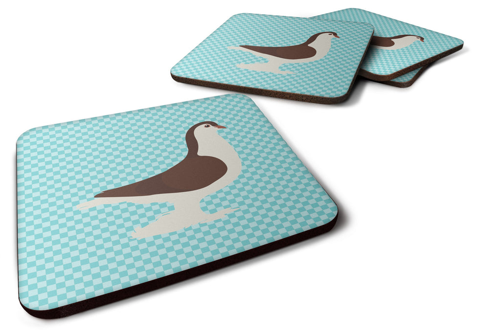 Large Pigeon Blue Check Foam Coasters Set of 4 Cup Coasters for Indoor Outdoor, Tabletop Protection, Anti Slip, Mouse pad Material