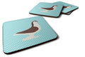 Large Pigeon Blue Check Foam Coasters Set of 4 Cup Coasters for Indoor Outdoor, Tabletop Protection, Anti Slip, Mouse pad Material