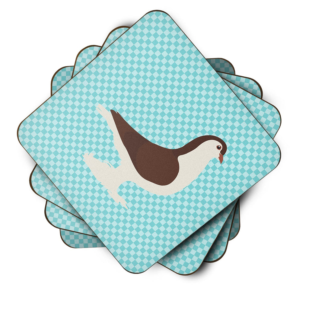Large Pigeon Blue Check Foam Coasters Set of 4 Cup Coasters for Indoor Outdoor, Tabletop Protection, Anti Slip, Mouse pad Material