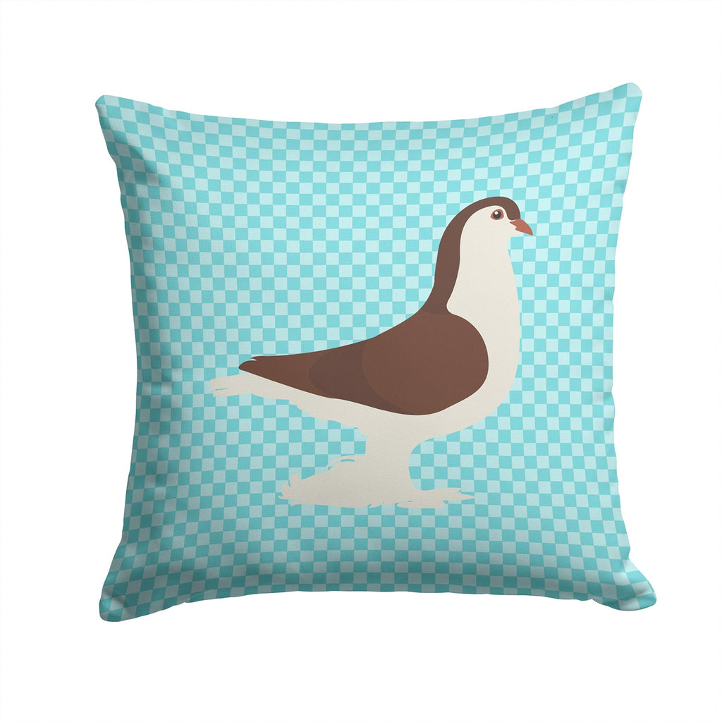 Large Pigeon Blue Check Decorative Throw Pillow 14x14 Indoor Outdoor Accent Cushion, Fabric Cover with Insert for Sofa, Bed, Porch & Living Room