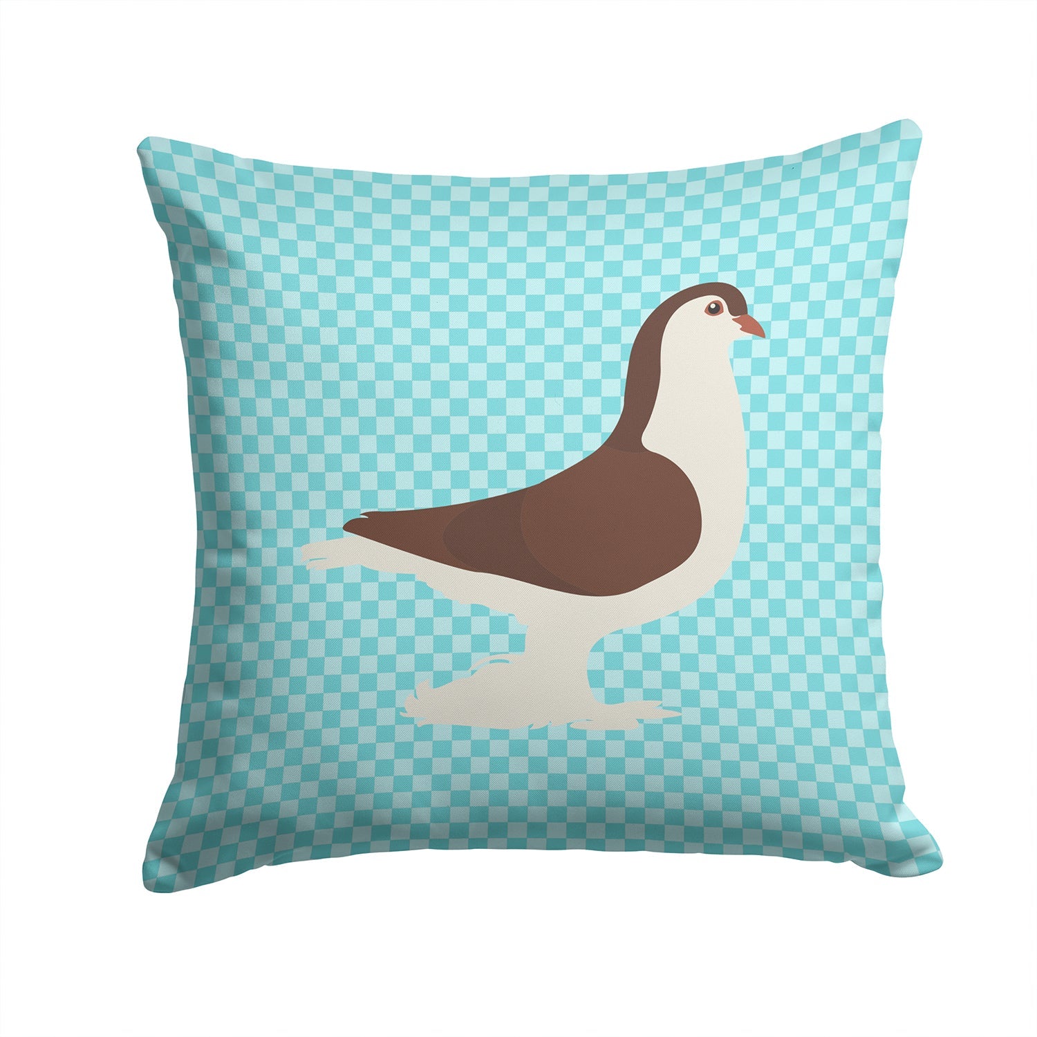 Large Pigeon Blue Check Decorative Throw Pillow 14x14 Indoor Outdoor Accent Cushion, Fabric Cover with Insert for Sofa, Bed, Porch & Living Room