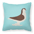 Large Pigeon Blue Check Decorative Throw Pillow 18x18 Indoor Outdoor Accent Cushion, Fabric Cover with Insert for Sofa, Bed, Porch & Living Room