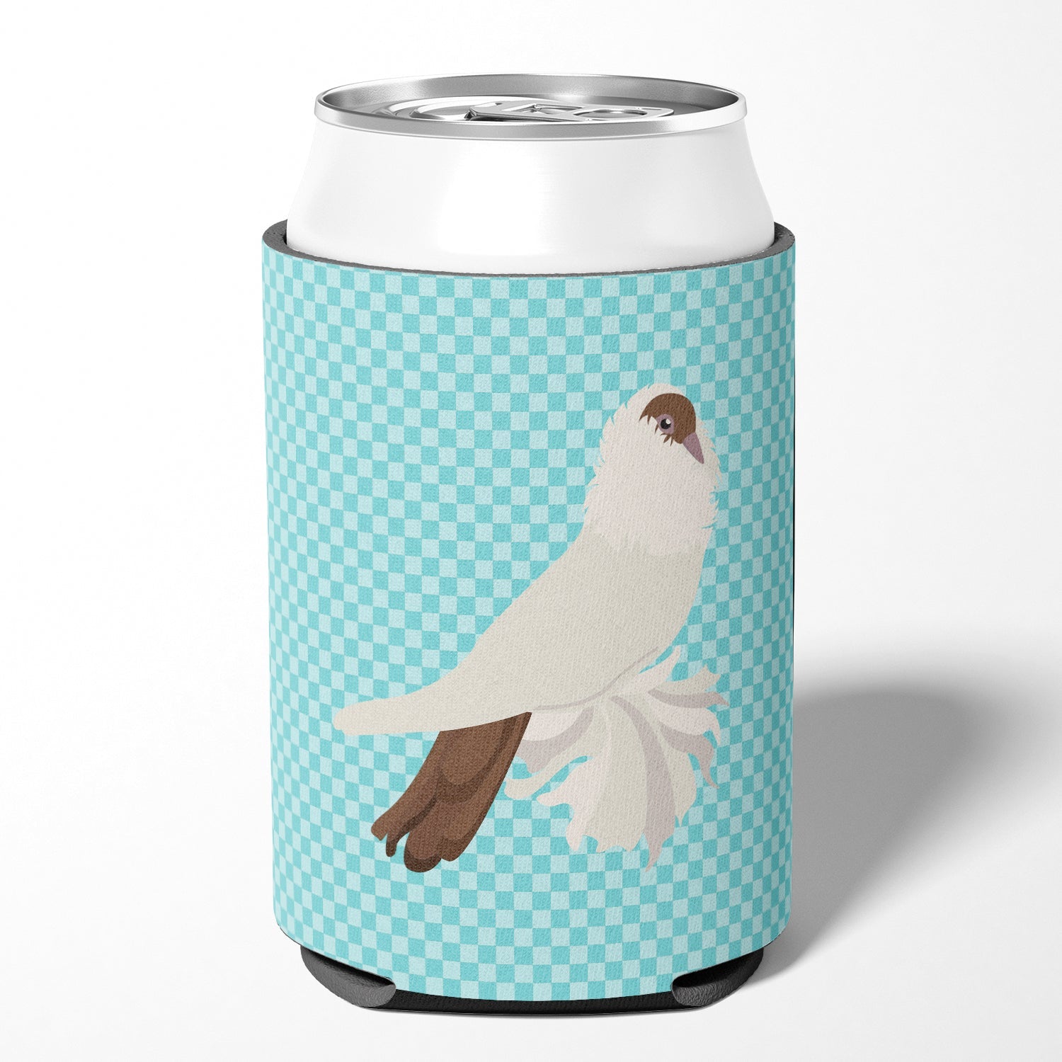 German Helmet Pigeon Blue Check Can or Bottle Hugger Cooler Sleeve for Standard 12 oz Cans, Insulated Foam Beer & Soda Can Hugger Reusable