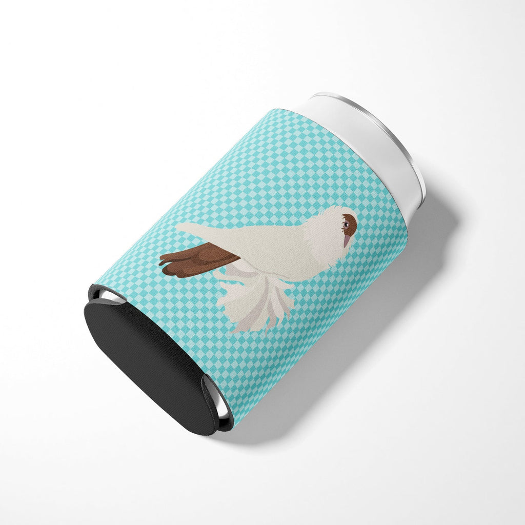 German Helmet Pigeon Blue Check Can or Bottle Hugger Cooler Sleeve for Standard 12 oz Cans, Insulated Foam Beer & Soda Can Hugger Reusable