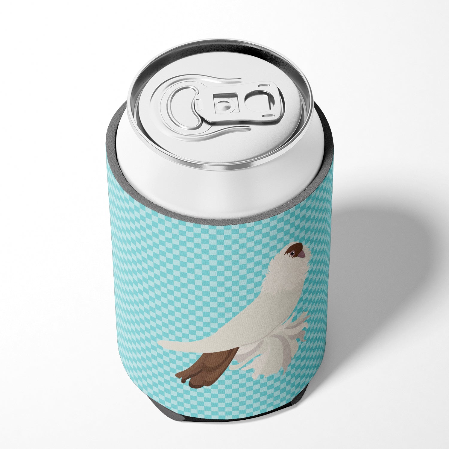 German Helmet Pigeon Blue Check Can or Bottle Hugger Cooler Sleeve for Standard 12 oz Cans, Insulated Foam Beer & Soda Can Hugger Reusable