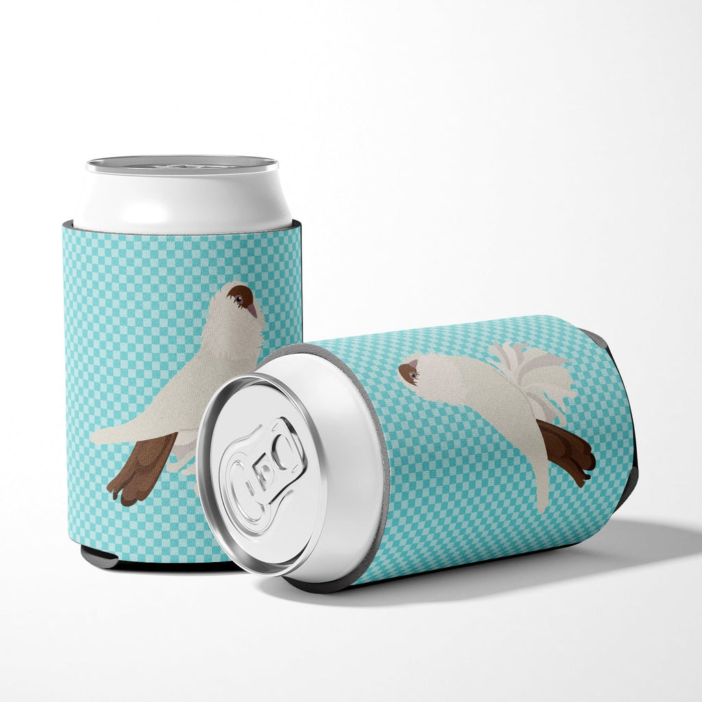German Helmet Pigeon Blue Check Can or Bottle Hugger Cooler Sleeve for Standard 12 oz Cans, Insulated Foam Beer & Soda Can Hugger Reusable