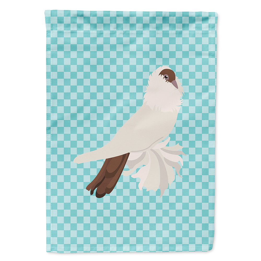 German Helmet Pigeon Blue Check House Flag 28x40 Porch Sleeve Pole Decorative Outside Yard Banner Artwork Wall Hanging, Polyester