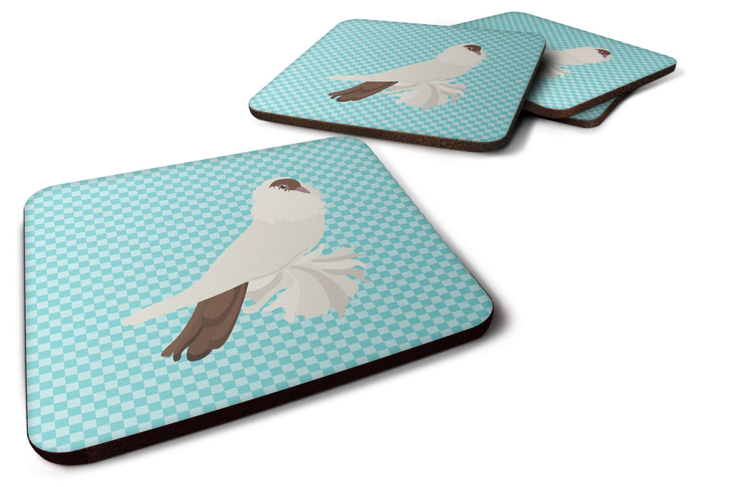 German Helmet Pigeon Blue Check Foam Coasters Set of 4 Cup Coasters for Indoor Outdoor, Tabletop Protection, Anti Slip, Mouse pad Material