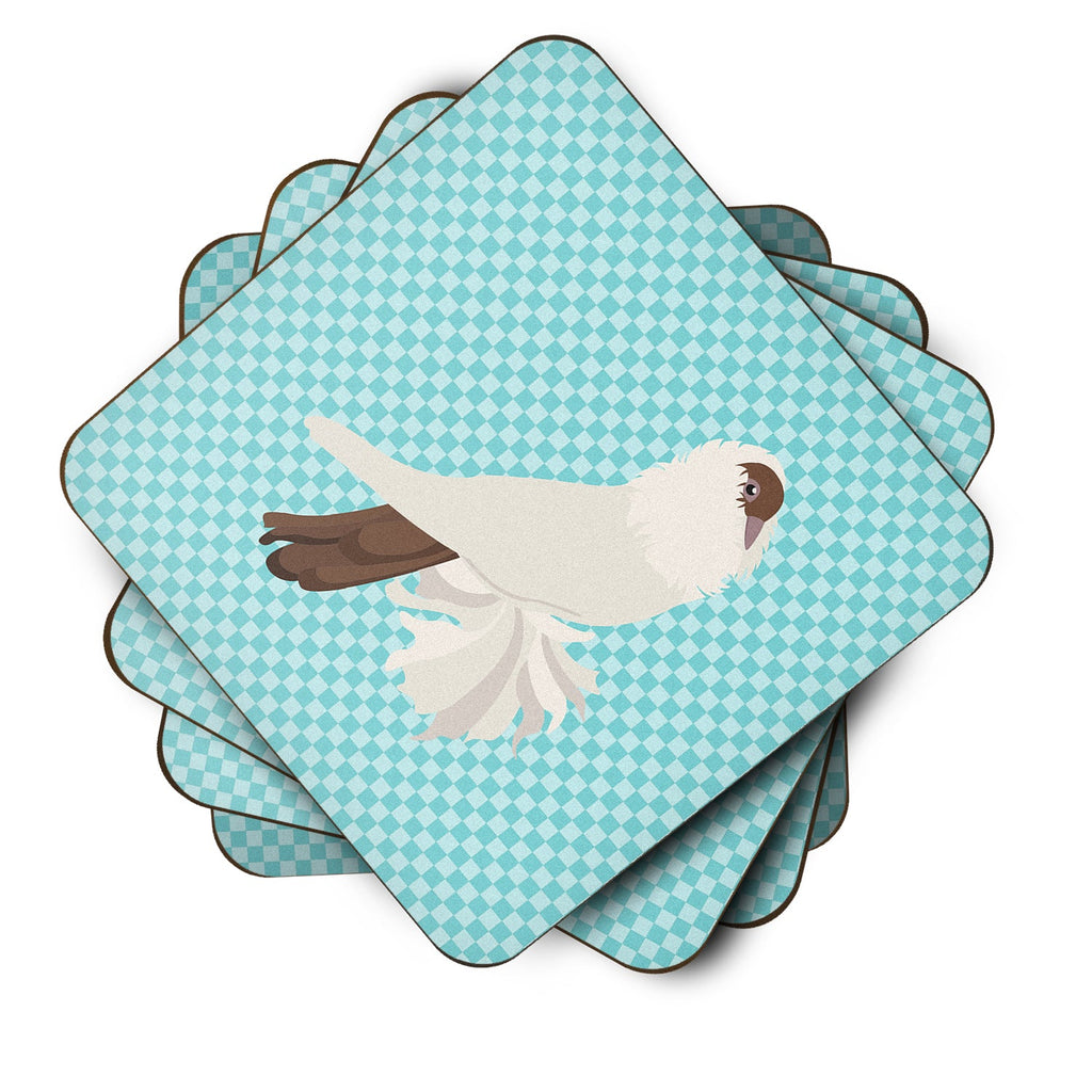 German Helmet Pigeon Blue Check Foam Coasters Set of 4 Cup Coasters for Indoor Outdoor, Tabletop Protection, Anti Slip, Mouse pad Material