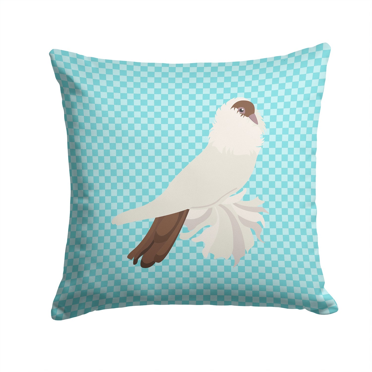 German Helmet Pigeon Blue Check Decorative Throw Pillow 14x14 Indoor Outdoor Accent Cushion, Fabric Cover with Insert for Sofa, Bed, Porch & Living Room