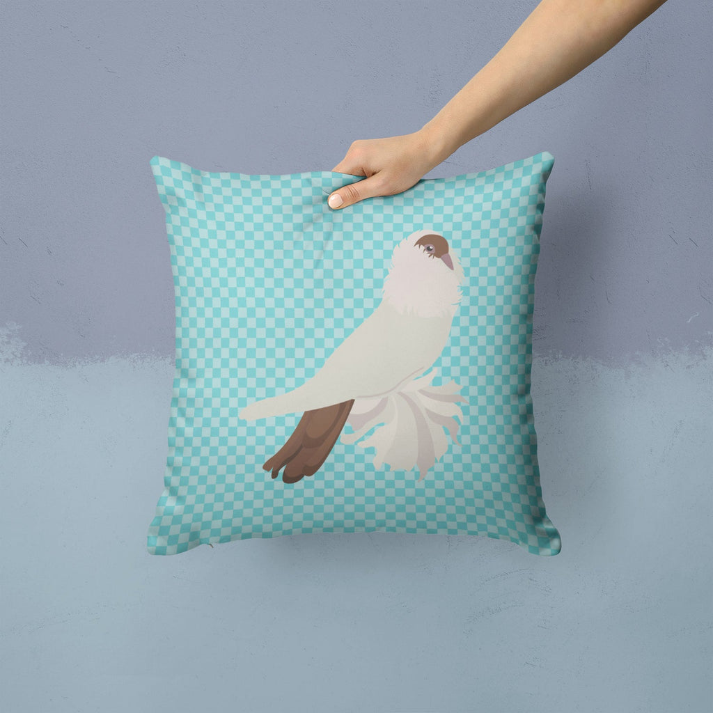 German Helmet Pigeon Blue Check Decorative Throw Pillow 14x14 Indoor Outdoor Accent Cushion, Fabric Cover with Insert for Sofa, Bed, Porch & Living Room