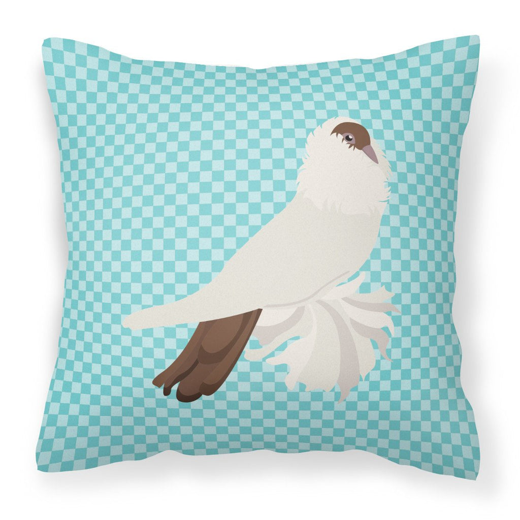 German Helmet Pigeon Blue Check Decorative Throw Pillow 18x18 Indoor Outdoor Accent Cushion, Fabric Cover with Insert for Sofa, Bed, Porch & Living Room
