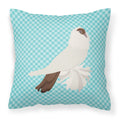 German Helmet Pigeon Blue Check Decorative Throw Pillow 18x18 Indoor Outdoor Accent Cushion, Fabric Cover with Insert for Sofa, Bed, Porch & Living Room