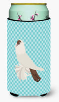 German Helmet Pigeon Blue Check Tall Boy Hugger Can Cooler Sleeve Machine Washable Drink Collapsible Insulator Beverage Insulated Holder