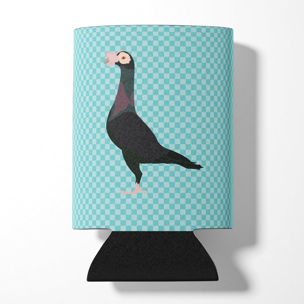 English Carrier Pigeon Blue Check Can or Bottle Hugger Cooler Sleeve for Standard 12 oz Cans, Insulated Foam Beer & Soda Can Hugger Reusable