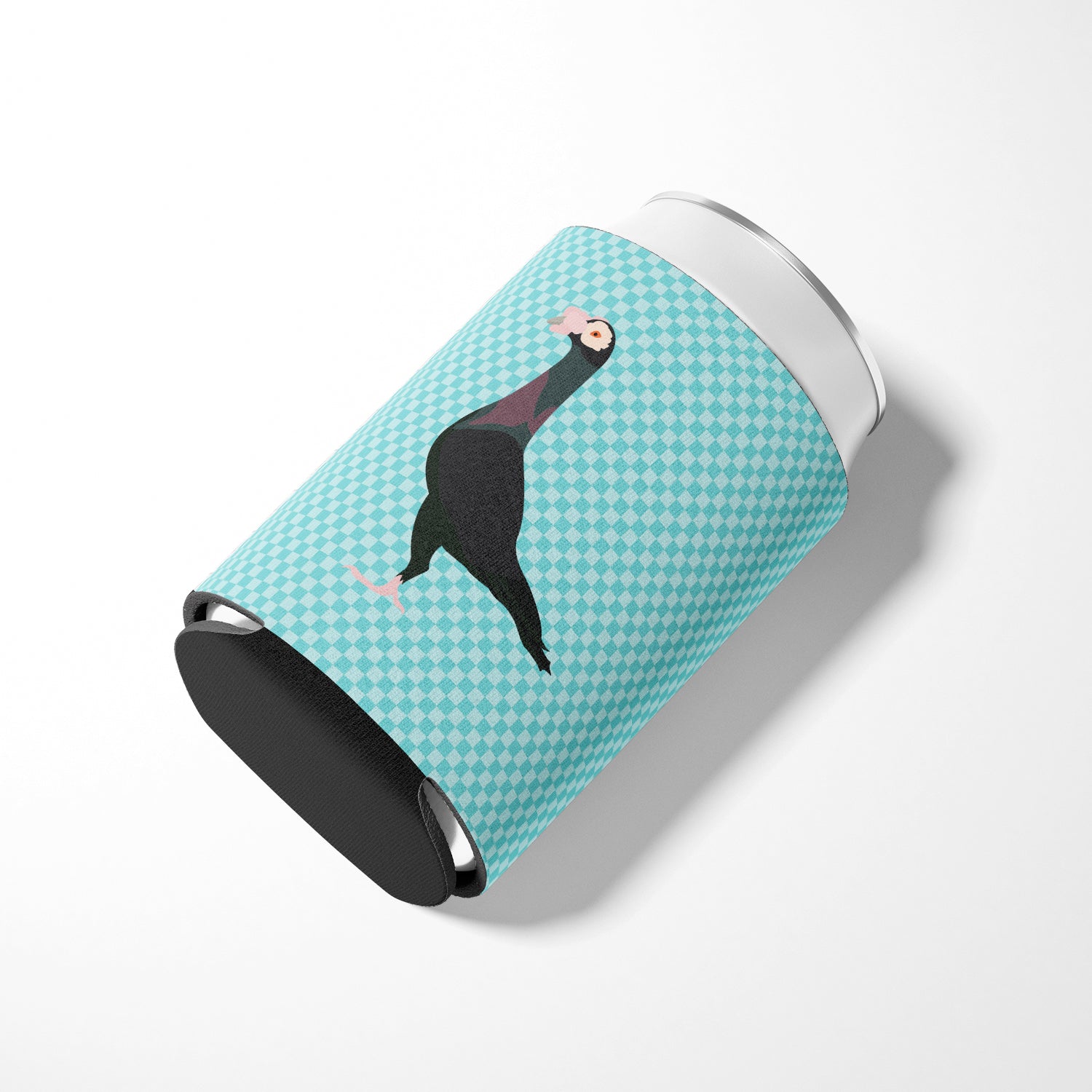 English Carrier Pigeon Blue Check Can or Bottle Hugger Cooler Sleeve for Standard 12 oz Cans, Insulated Foam Beer & Soda Can Hugger Reusable