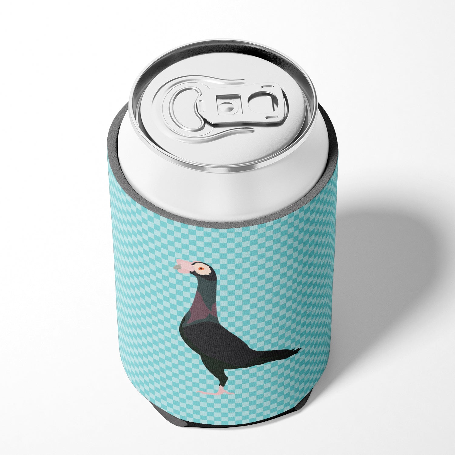 English Carrier Pigeon Blue Check Can or Bottle Hugger Cooler Sleeve for Standard 12 oz Cans, Insulated Foam Beer & Soda Can Hugger Reusable