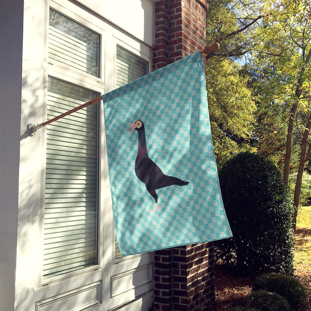 English Carrier Pigeon Blue Check House Flag 28x40 Porch Sleeve Pole Decorative Outside Yard Banner Artwork Wall Hanging, Polyester