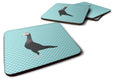 English Carrier Pigeon Blue Check Foam Coasters Set of 4 Cup Coasters for Indoor Outdoor, Tabletop Protection, Anti Slip, Mouse pad Material