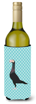 English Carrier Pigeon Blue Check Wine Bottle Hugger Gift Sleeve for Standard 750 ml Bottles, Insulated Reusable Also Fits Mini Shot & Pint Bottles