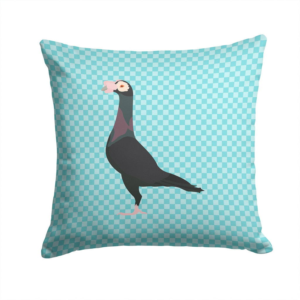 English Carrier Pigeon Blue Check Decorative Throw Pillow 14x14 Indoor Outdoor Accent Cushion, Fabric Cover with Insert for Sofa, Bed, Porch & Living Room