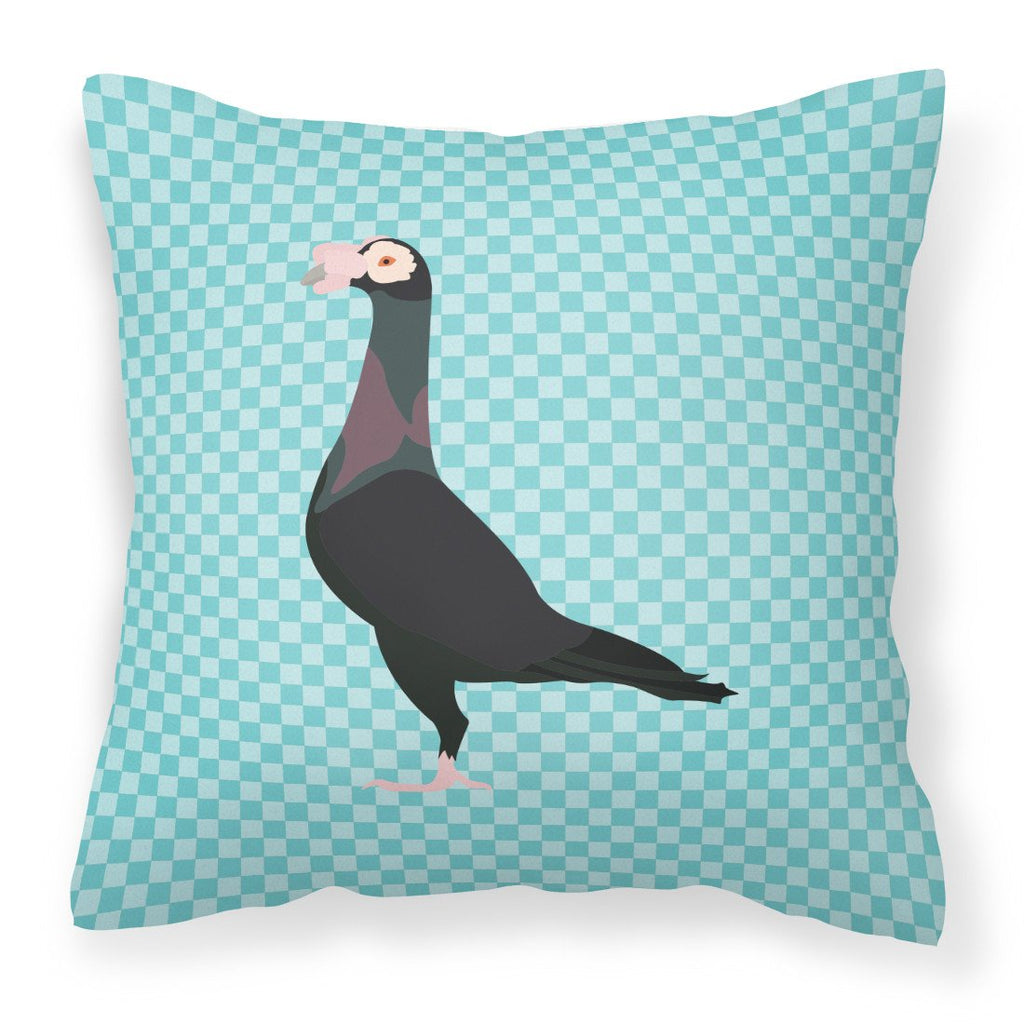 English Carrier Pigeon Blue Check Decorative Throw Pillow 18x18 Indoor Outdoor Accent Cushion, Fabric Cover with Insert for Sofa, Bed, Porch & Living Room
