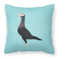 English Carrier Pigeon Blue Check Decorative Throw Pillow 18x18 Indoor Outdoor Accent Cushion, Fabric Cover with Insert for Sofa, Bed, Porch & Living Room
