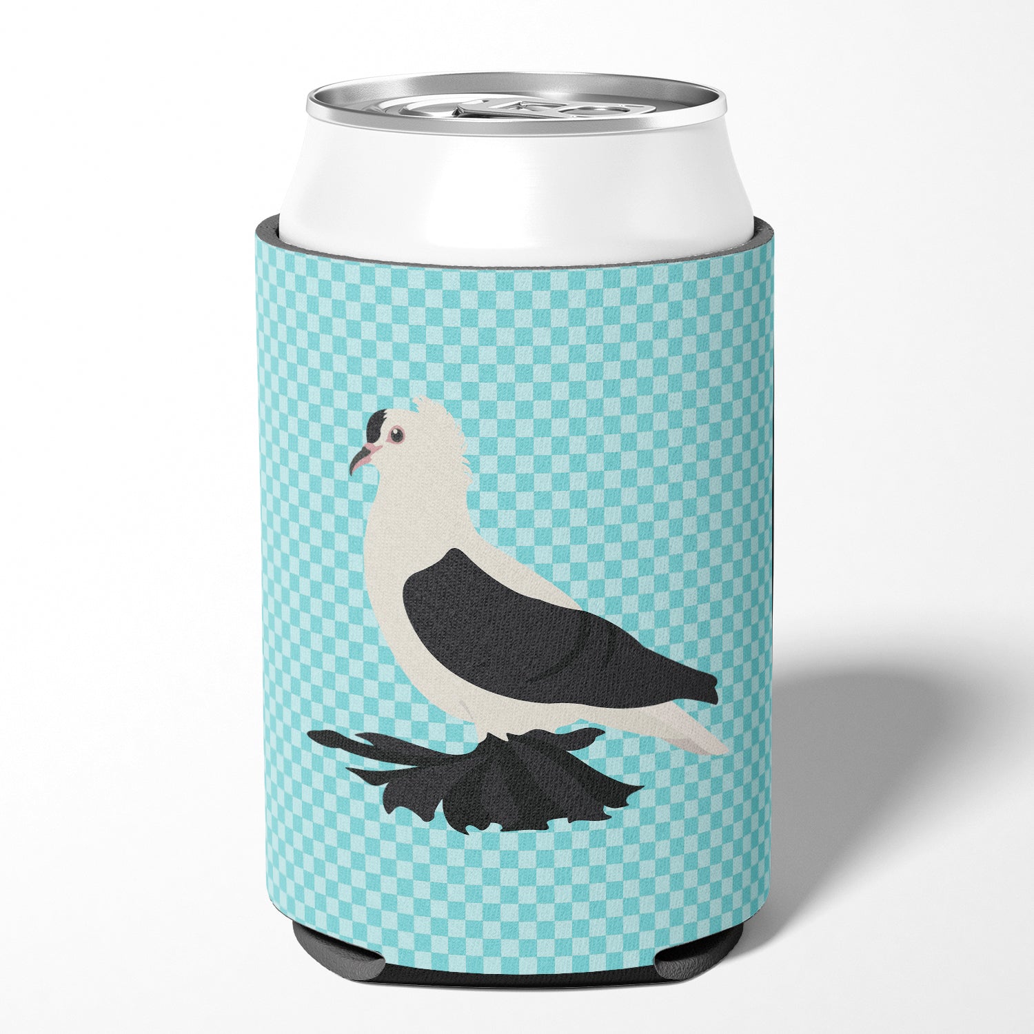 Saxon Fairy Swallow Pigeon Blue Check Can or Bottle Hugger Cooler Sleeve for Standard 12 oz Cans, Insulated Foam Beer & Soda Can Hugger Reusable