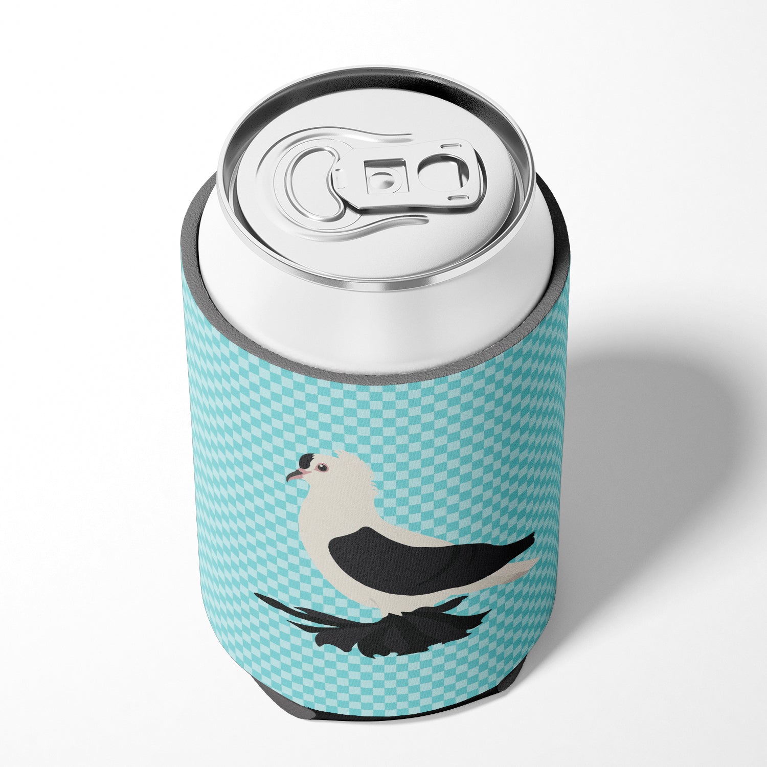 Saxon Fairy Swallow Pigeon Blue Check Can or Bottle Hugger Cooler Sleeve for Standard 12 oz Cans, Insulated Foam Beer & Soda Can Hugger Reusable