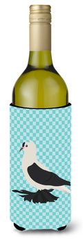 Saxon Fairy Swallow Pigeon Blue Check Wine Bottle Hugger Gift Sleeve for Standard 750 ml Bottles, Insulated Reusable Also Fits Mini Shot & Pint Bottles
