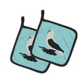 Saxon Fairy Swallow Pigeon Blue Check Pot Holder Set of 2 Heat Resistant Quilted Hot Pads 7.5 x 7.5 Inch, Insulated Kitchen Trivets for Cooking & Baking