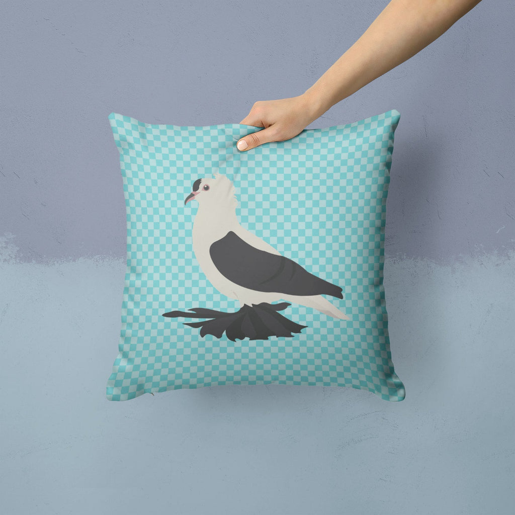 Saxon Fairy Swallow Pigeon Blue Check Decorative Throw Pillow 14x14 Indoor Outdoor Accent Cushion, Fabric Cover with Insert for Sofa, Bed, Porch & Living Room