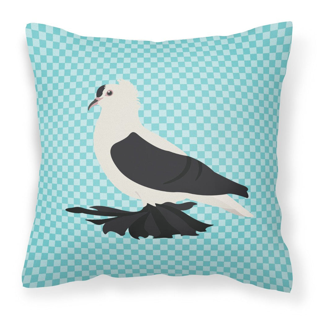 Saxon Fairy Swallow Pigeon Blue Check Decorative Throw Pillow 18x18 Indoor Outdoor Accent Cushion, Fabric Cover with Insert for Sofa, Bed, Porch & Living Room