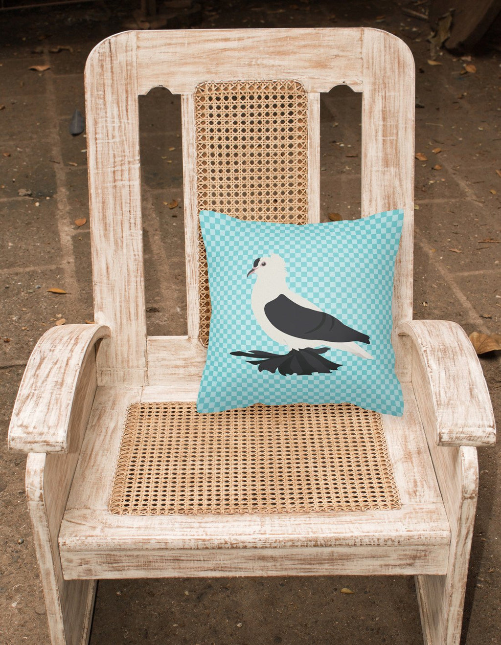 Saxon Fairy Swallow Pigeon Blue Check Decorative Throw Pillow 18x18 Indoor Outdoor Accent Cushion, Fabric Cover with Insert for Sofa, Bed, Porch & Living Room